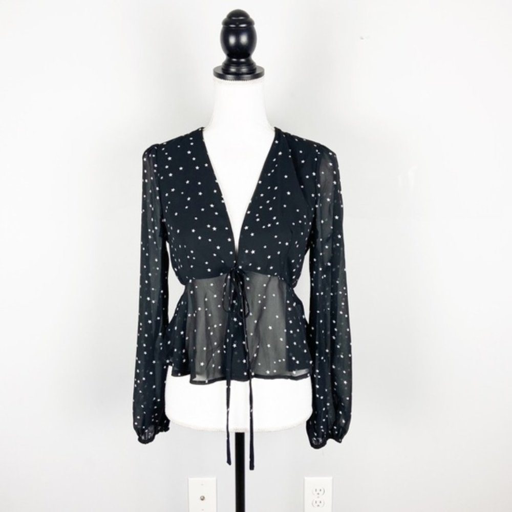 Re:named Black Star Tie Top